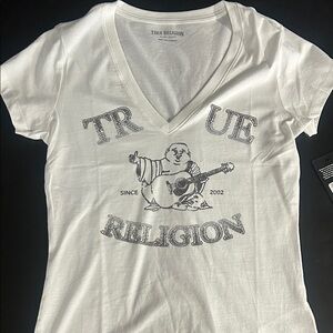 True Religion White Graphic Short Sleeve Tee